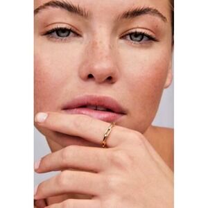 Kendra Scott Women Size 8 Andi Square Chain Link Band Ring Yellow Gold Plated